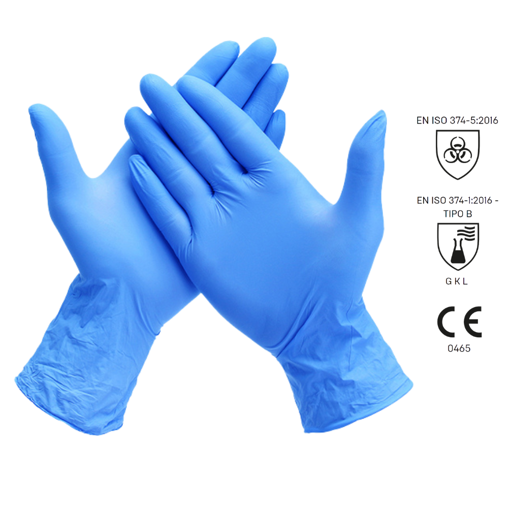 Guanti monouso in nitrile, senza polvere, colore blu - 100 pz