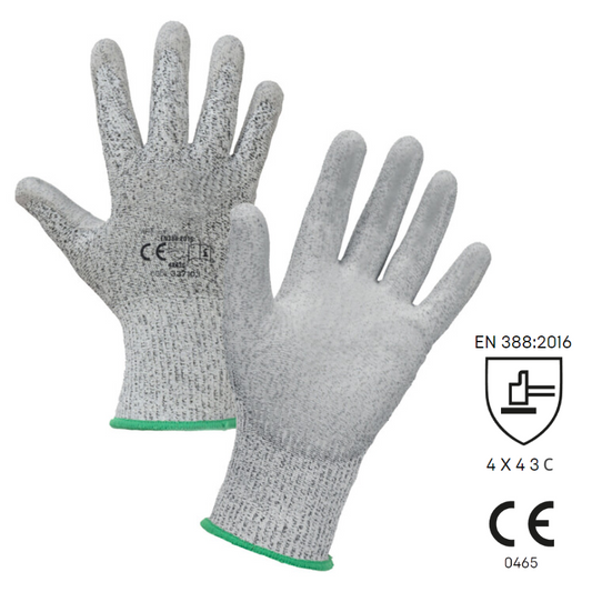 Cut-resistant gloves, polyurethane coating